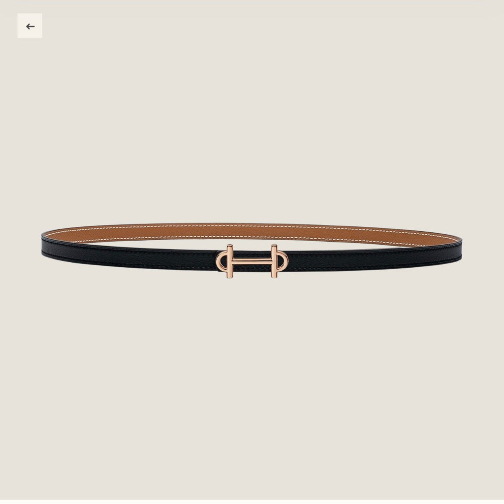 HERMES GAMMA BUCKLE & REVERSIBLE BRONZE BROWN AND BLACK LEATHER STRAP 13MM COPPER HARDWARE