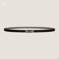 HERMES GAMMA BUCKLE & REVERSIBLE KHAKI BROWN AND BLACK LEATHER STRAP 13MM SILVER HARDWARE
