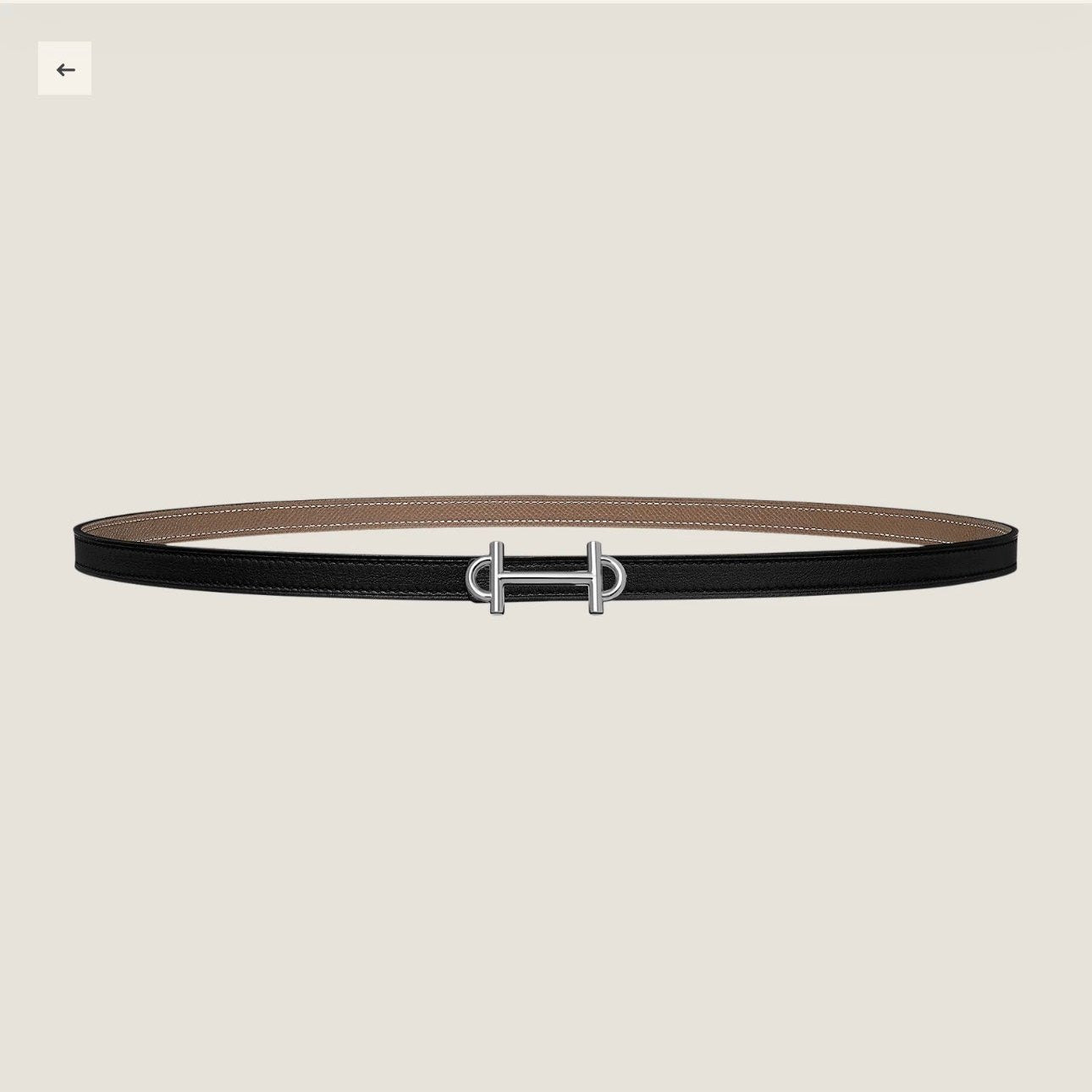 HERMES GAMMA BUCKLE & REVERSIBLE KHAKI BROWN AND BLACK LEATHER STRAP 13MM SILVER HARDWARE