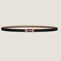 HERMES GAMMA BUCKLE & REVERSIBLE KHAKI BROWN AND BLACK LEATHER STRAP 13MM COPPER HARDWARE