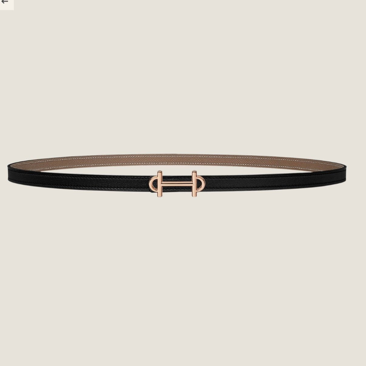 HERMES GAMMA BUCKLE & REVERSIBLE KHAKI BROWN AND BLACK LEATHER STRAP 13MM COPPER HARDWARE