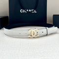 CHANEL 30MM BELT IN FULL WHITE SMOOTH CALFSKIN METAL HARDWARE