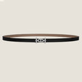 HERMES ANCRE BUCKLE & REVERSIBLE BLACK AND KHAKI BROWN LEATHER STRAP 13MM SILVER HARDWARE