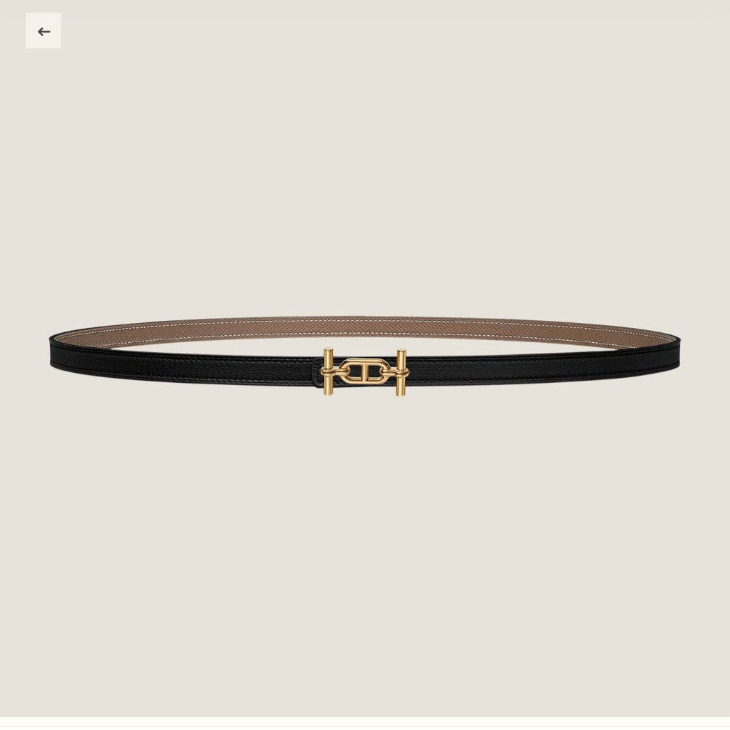 HERMES ANCRE BUCKLE & REVERSIBLE BLACK AND KHAKI BROWN LEATHER STRAP 13MM GOLD HARDWARE