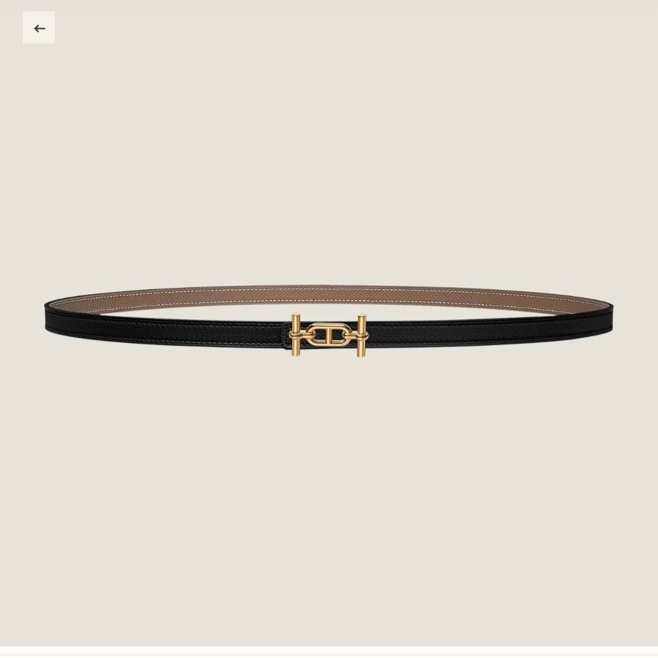 HERMES ANCRE BUCKLE & REVERSIBLE BLACK AND KHAKI BROWN LEATHER STRAP 13MM GOLD HARDWARE