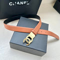 CHANEL 30MM BELT IN BRONZE BROWN AND BLACK CALFSKIN WITH GOLD HARDWARE
