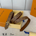 LOUIS VUITTON LV FLOWERGRAM 25 MM REVERSIBLE BELT IN BROWN MONOGRAM CALFSKIN GOLD MIX SILVER HARDWARE