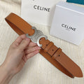 CELINE Triomphe Belt 35mm Tan Calfskin Shw