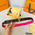 LOUIS VUITTON LV Initiales 30mm Reversible Belt Gold Rotating Buckle Hot Pink Brown Leather