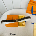 LOUIS VUITTON LV Initiales 30mm Reversible Belt Gold Rotating Buckle White Brown Leather
