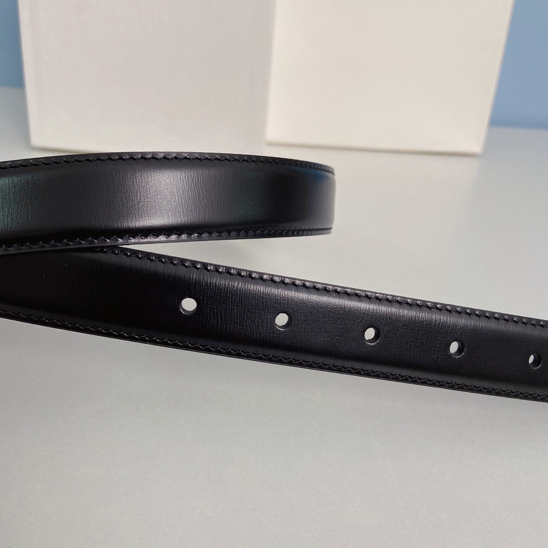 CELINE Medium Spike Belt 25mm Black Calfskin Loop Silver Shw