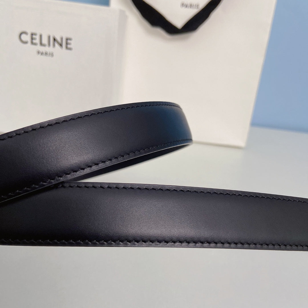 CELINE Medium Spike Belt 25mm Black Calfskin Loop Silver Silver Finishing
