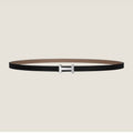 HERMES FOCUS BUCKLE & REVERSIBLE KHAKI BROWN AND BLACK LEATHER STRAP 13MM SILVER HARDWARE