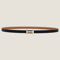 HERMES FOCUS BUCKLE & REVERSIBLE TAWNY BROWN AND BLACK LEATHER STRAP 13MM GOLD HARDWARE