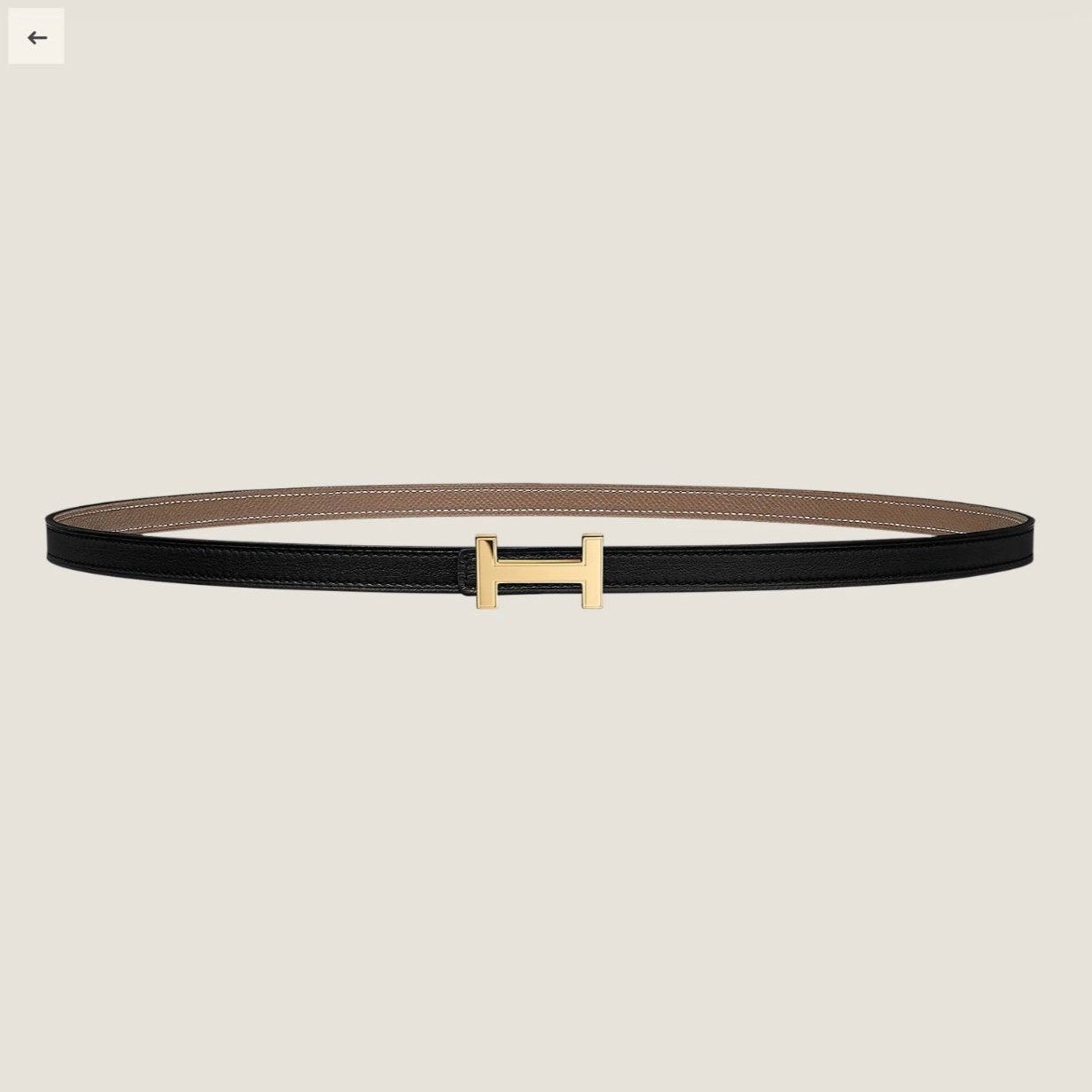 HERMES FOCUS BUCKLE & REVERSIBLE BLACK AND KHAKI BROWN LEATHER STRAP 13MM GOLD HARDWARE