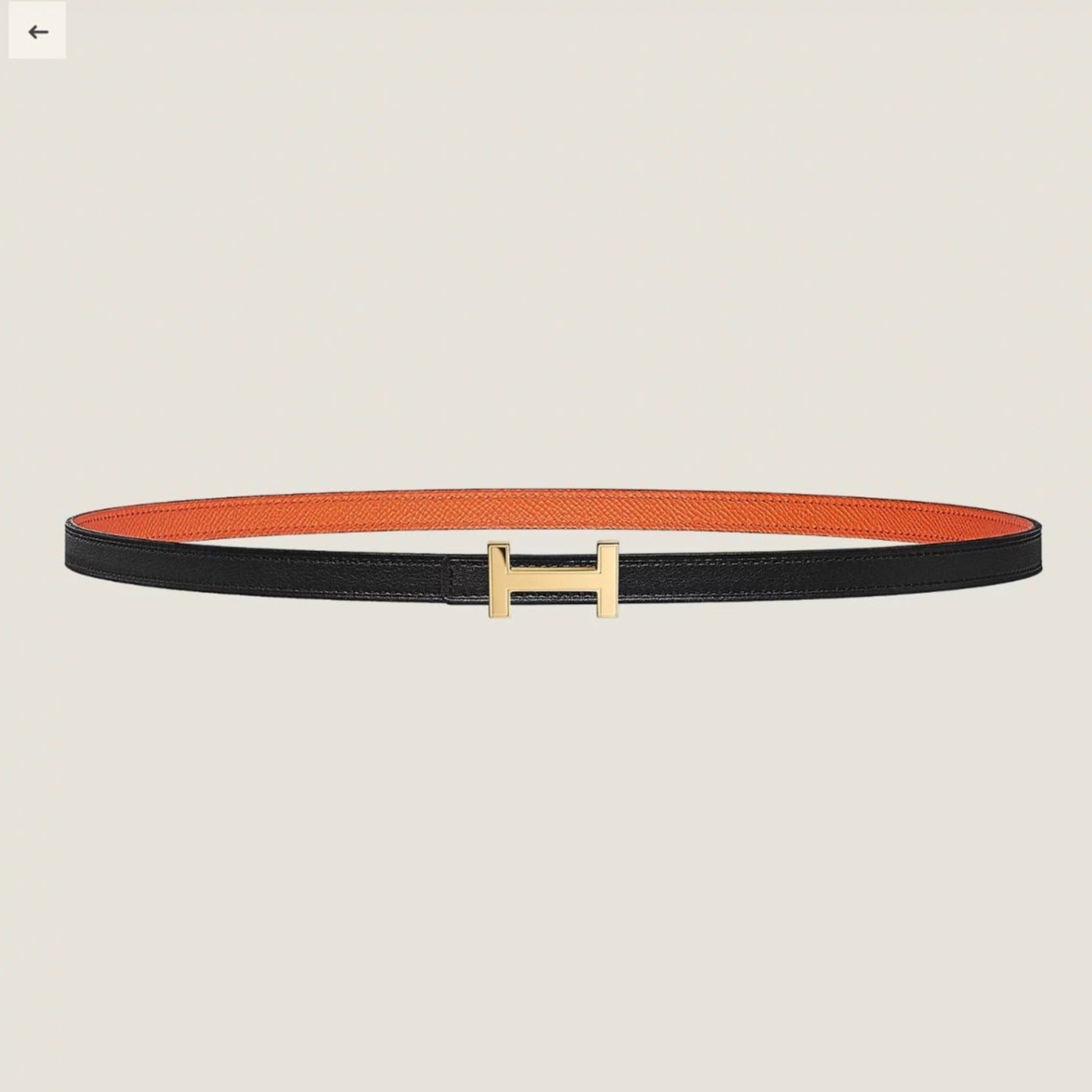 HERMES FOCUS BUCKLE & REVERSIBLE BLACK AND ORANGE LEATHER STRAP 13MM GOLD HARDWARE