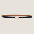 HERMES FOCUS BUCKLE & REVERSIBLE BLACK AND TAWNY BROWN LEATHER STRAP 13MM COPPER HARDWARE