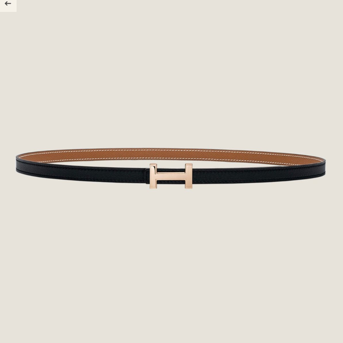 HERMES FOCUS BUCKLE & REVERSIBLE BLACK AND TAWNY BROWN LEATHER STRAP 13MM COPPER HARDWARE