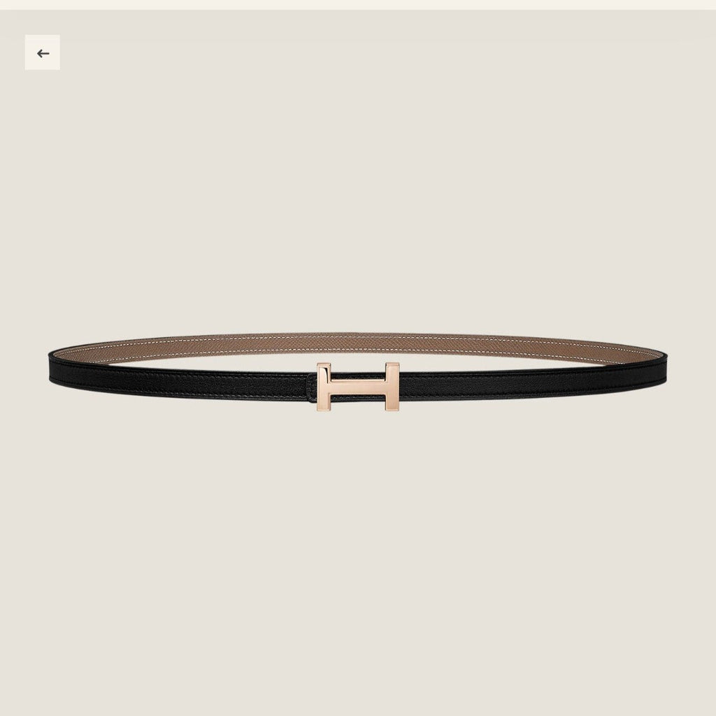 HERMES FOCUS BUCKLE & REVERSIBLE BLACK AND CAMEL BROWN LEATHER STRAP 13MM COPPER HARDWARE