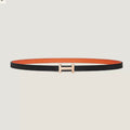 HERMES FOCUS BUCKLE & REVERSIBLE BLACK AND ORANGE LEATHER STRAP 13MM COPPER HARDWARE