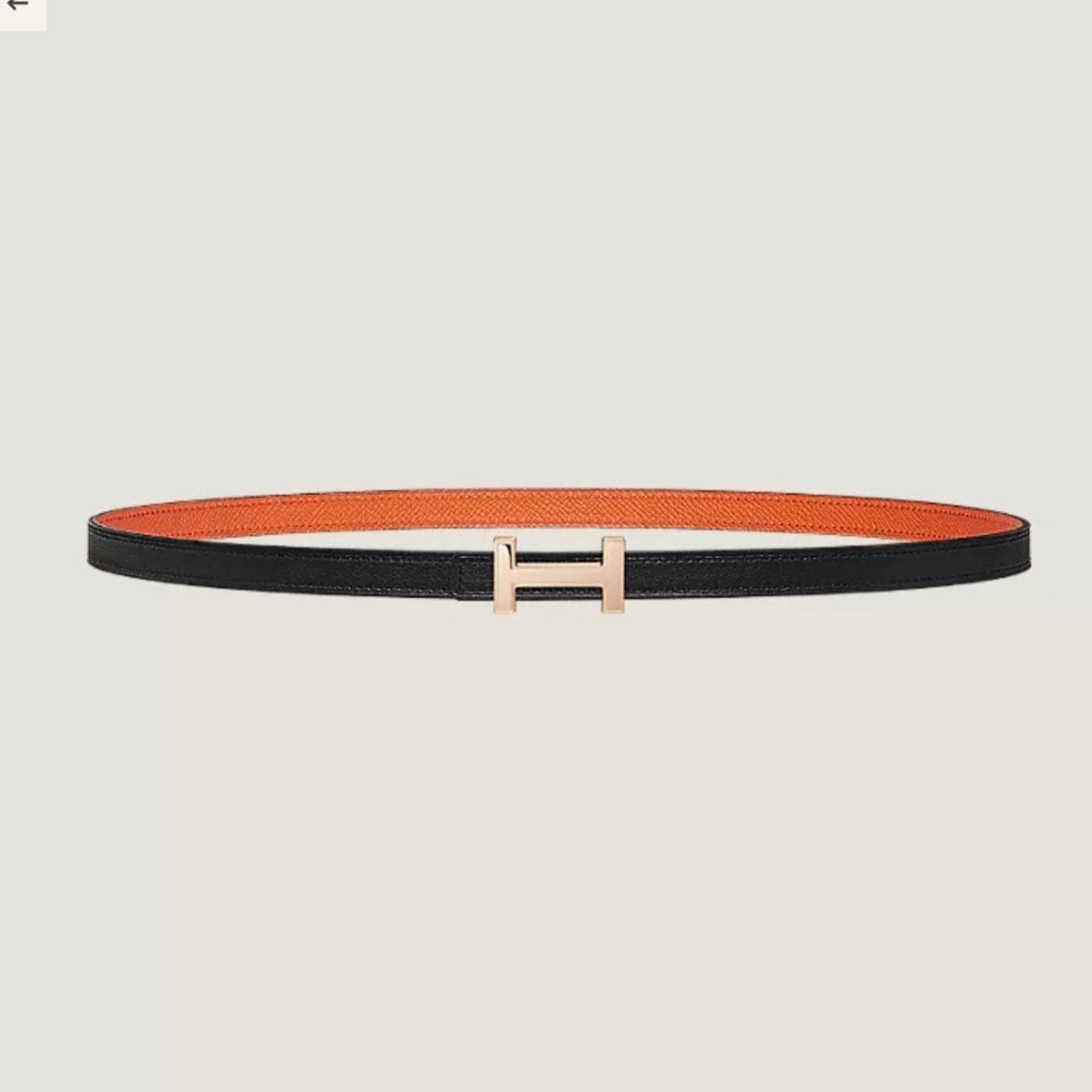 HERMES FOCUS BUCKLE & REVERSIBLE BLACK AND ORANGE LEATHER STRAP 13MM COPPER HARDWARE