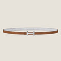 HERMES FOCUS BUCKLE & REVERSIBLE BRONZE BROWN AND WHITE LEATHER STRAP 13MM SILVER HARDWARE