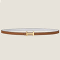 HERMES FOCUS BUCKLE & REVERSIBLE BRONZE BROWN AND WHITE LEATHER STRAP 13MM GOLD HARDWARE