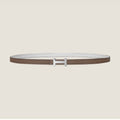 HERMES FOCUS BUCKLE & REVERSIBLE PEANUT BROWN AND WHITE LEATHER STRAP 13MM SILVER HARDWARE