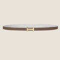 HERMES FOCUS BUCKLE & REVERSIBLE PEANUT BROWN AND WHITE LEATHER STRAP 13MM GOLD HARDWARE