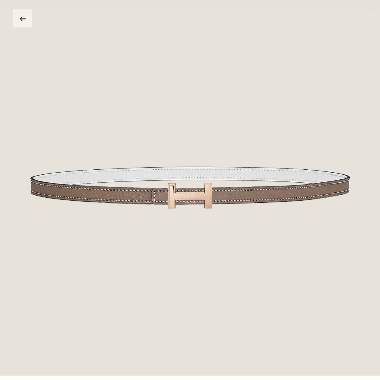 HERMES FOCUS BUCKLE & REVERSIBLE PEANUT BROWN AND WHITE LEATHER STRAP 13MM COPPER HARDWARE