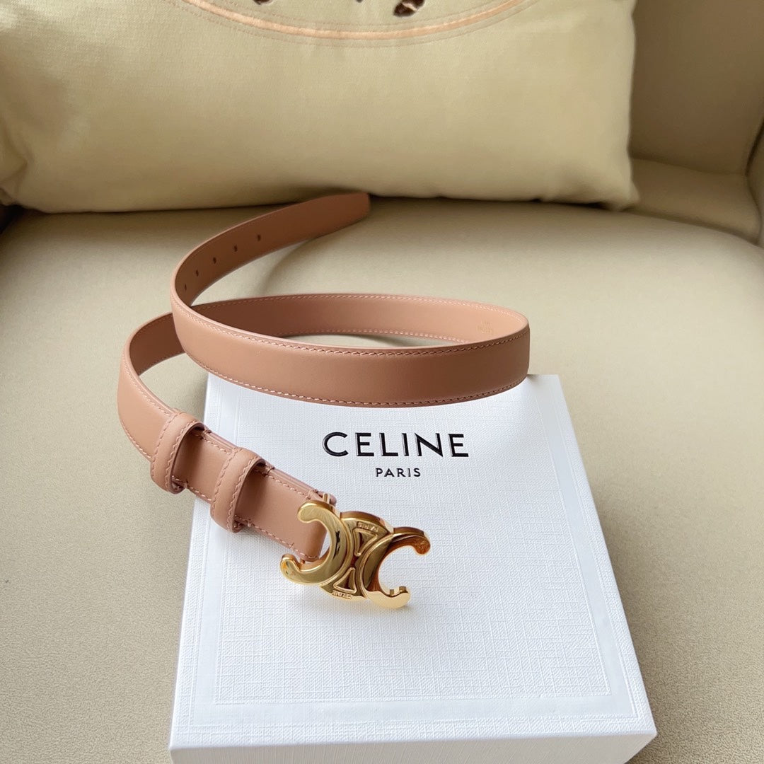 CELINE Medium Triomphe Belt 25mm Flamingo Calfskin Ghw