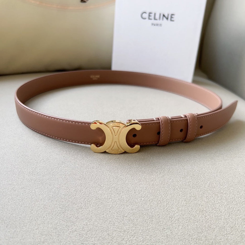 CELINE Medium Triomphe Belt 25mm Flamingo Calfskin Ghw