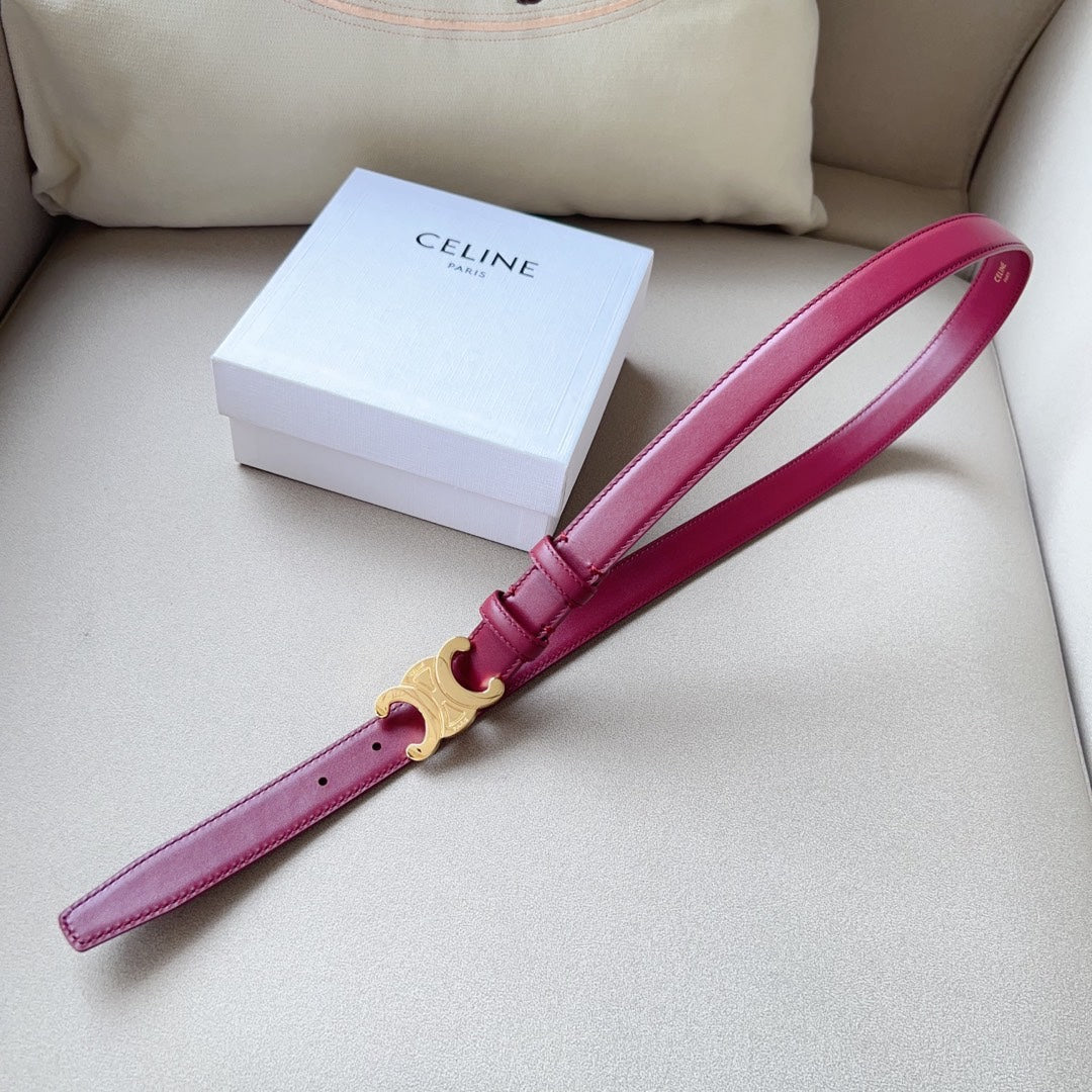 CELINE Medium Triomphe Belt 25mm Wine Calfskin Ghw