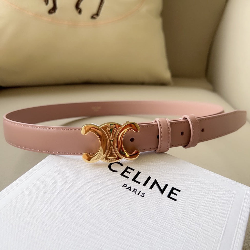 CELINE Medium Triomphe Belt 25mm Pink Calfskin Ghw
