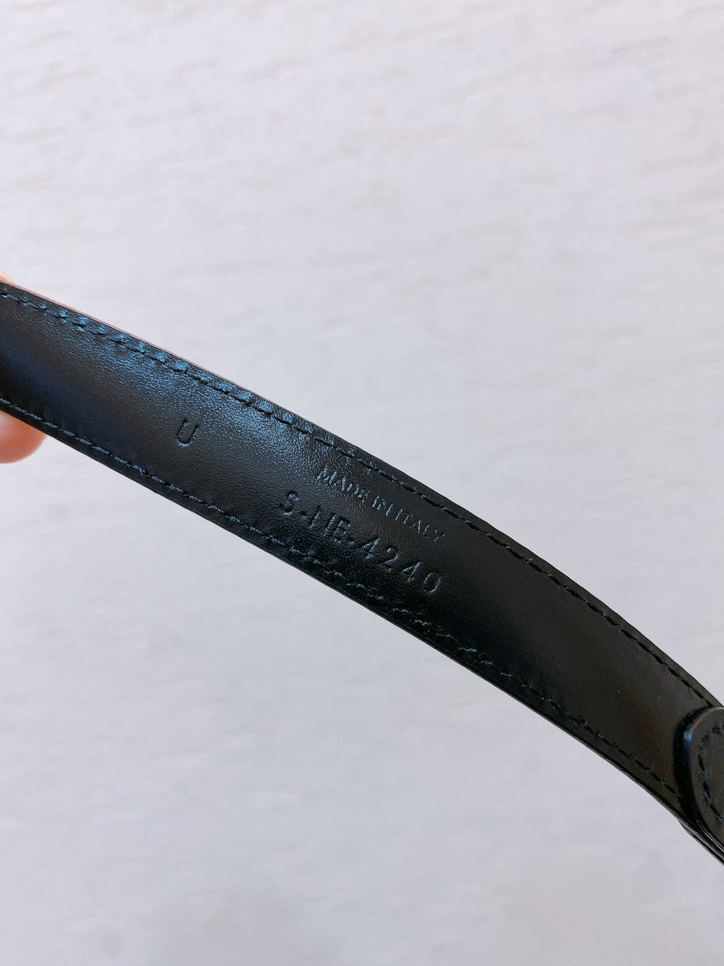CELINE Hook & Loop 20mm TRIOMPHE Logo Square Adjustable Belt Black Calfskin Ghw