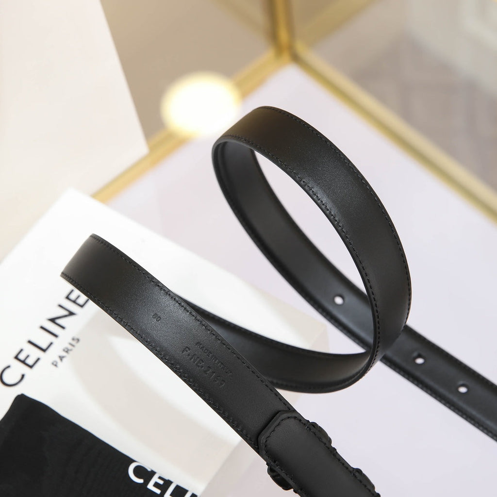 CELINE CL MEDIUM 25 MM MARCO BELT WITH STRASS IN BLACK CALFSKIN SILVER HARDWARE