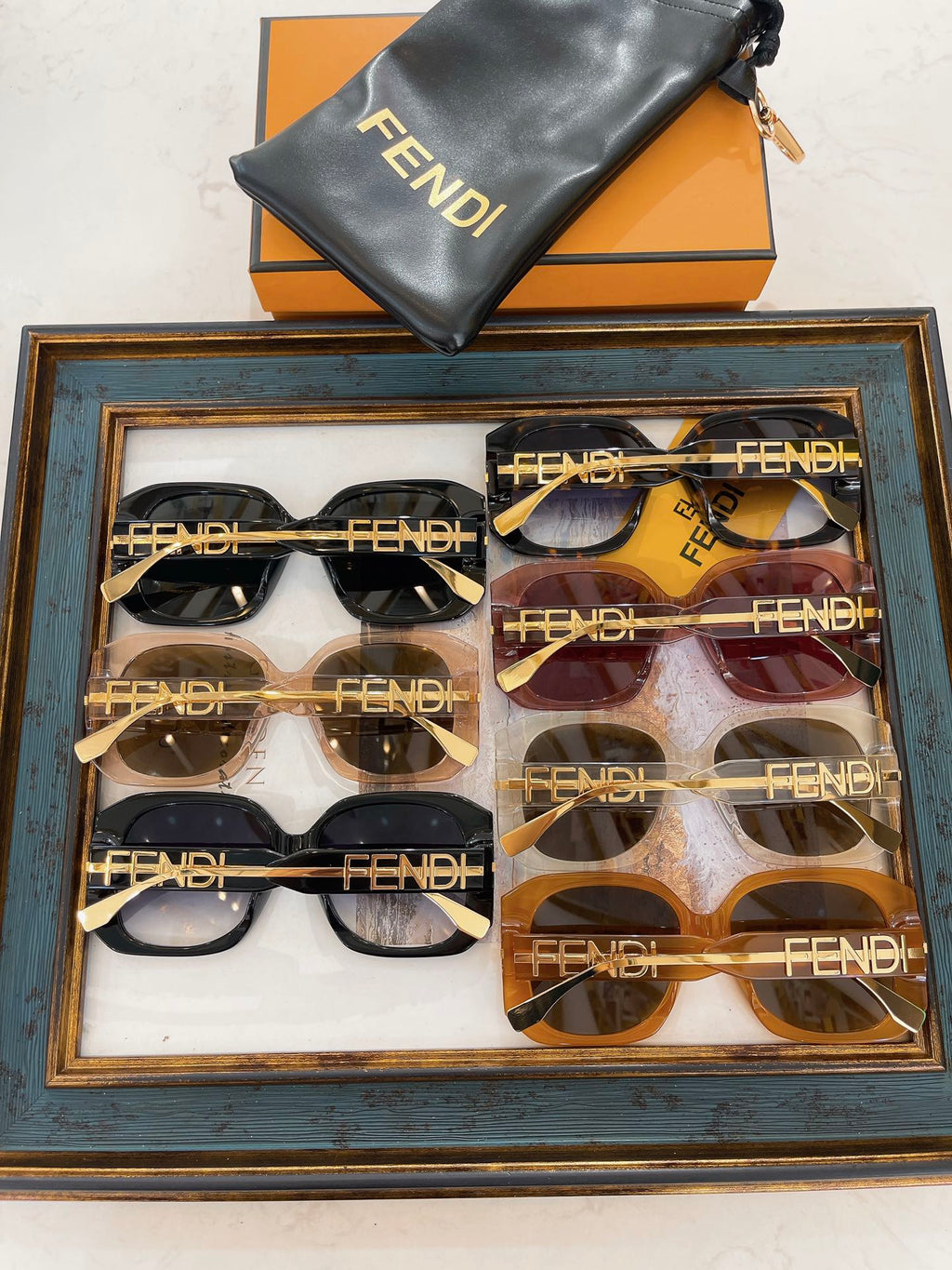 FENDI OVERSIZED FF DIAMONDS SQUARE FRAME SUNGLASSES FE40065F IN ACETATE