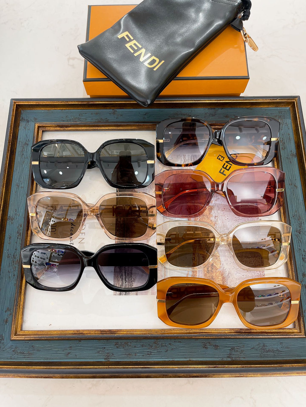 FENDI OVERSIZED FF DIAMONDS SQUARE FRAME SUNGLASSES FE40065F IN ACETATE