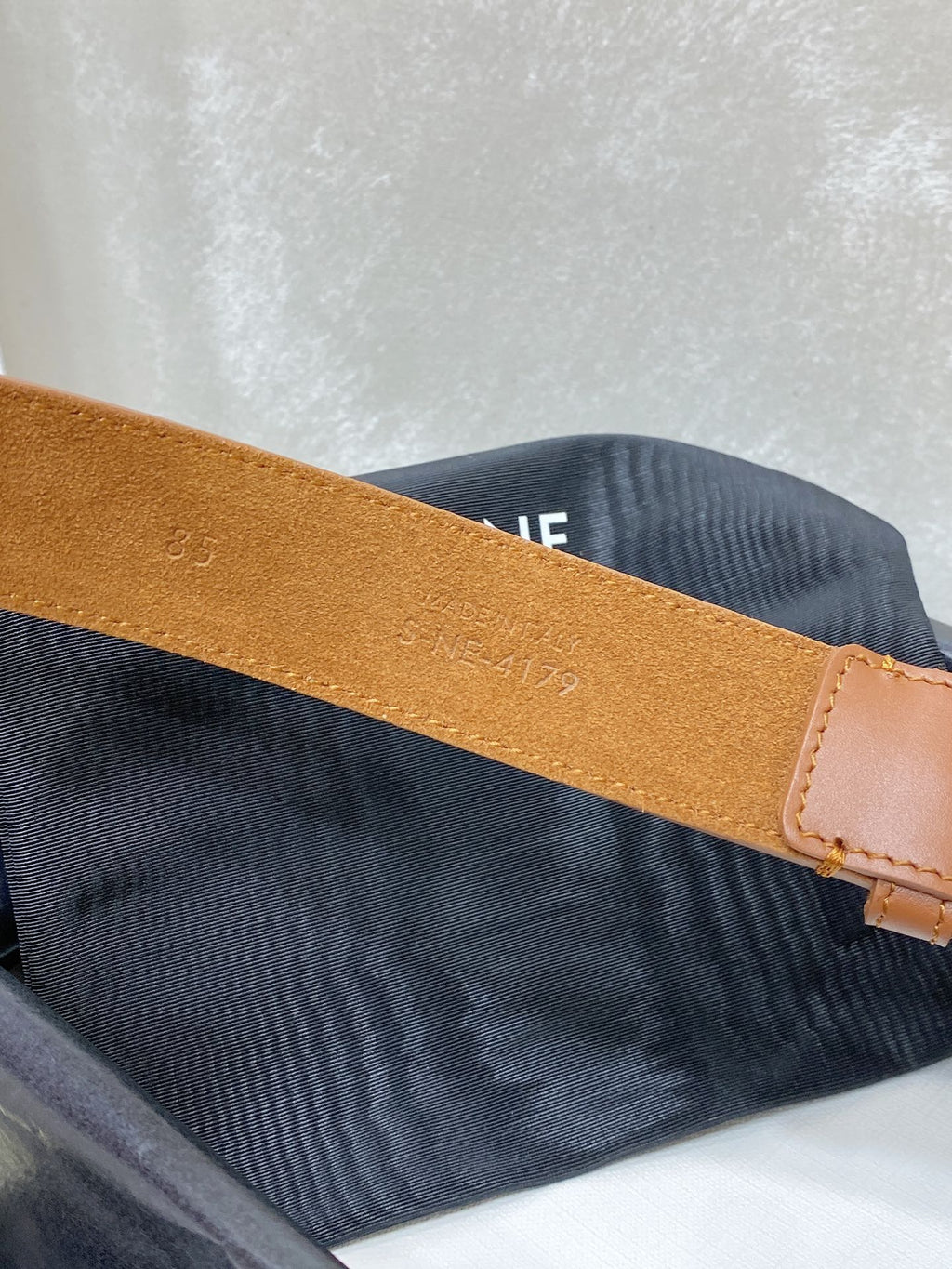 CELINE CL LARGE 30 MM TRIOMPHE BELT IN BRONZE BROWN SILVER HARDWARE