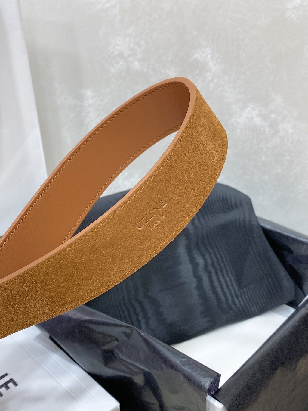 CELINE CL LARGE 30 MM TRIOMPHE BELT IN BRONZE BROWN GOLD HARDWARE
