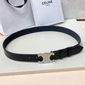 CELINE CL LARGE 30 MM TRIOMPHE BELT IN BLACK AND SILVER HARDWARE