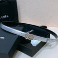CHANEL BELT 20MM IN SILVER GREY CALFSKIN GOLD HARDWARE ATTACH PEARLS