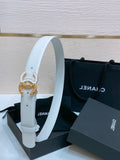 CHANEL BELT 30MM IN WHITE SMOOTH CALFSKIN GOLD MIX WHITE METAL LOGO