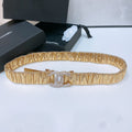 CHANEL ELASTIC BELT 30MM IN GOLD CALFSKIN GOLD HARDWARE WITH RHINSTONES