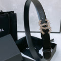 CHANEL BELT 30 MM IN BLACK CALFSKIN PEARL LOGO