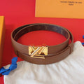 LOUIS VUITTON LV GO-14 20MM BELT IN BRONZE BROWN CALFSKIN GOLD HARDWARE