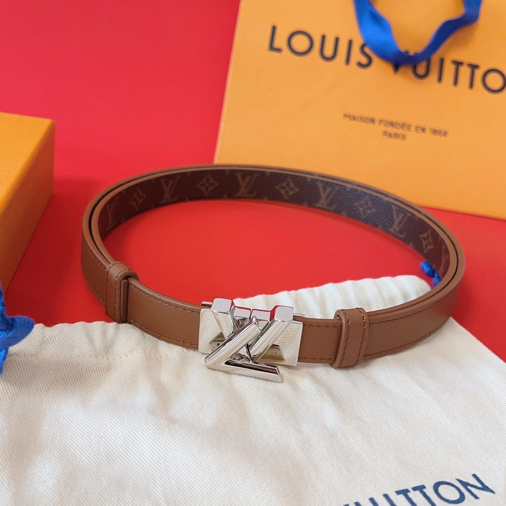 LOUIS VUITTON LV GO-14 20MM BELT IN BRONZE BROWN CALFSKIN SILVER HARDWARE