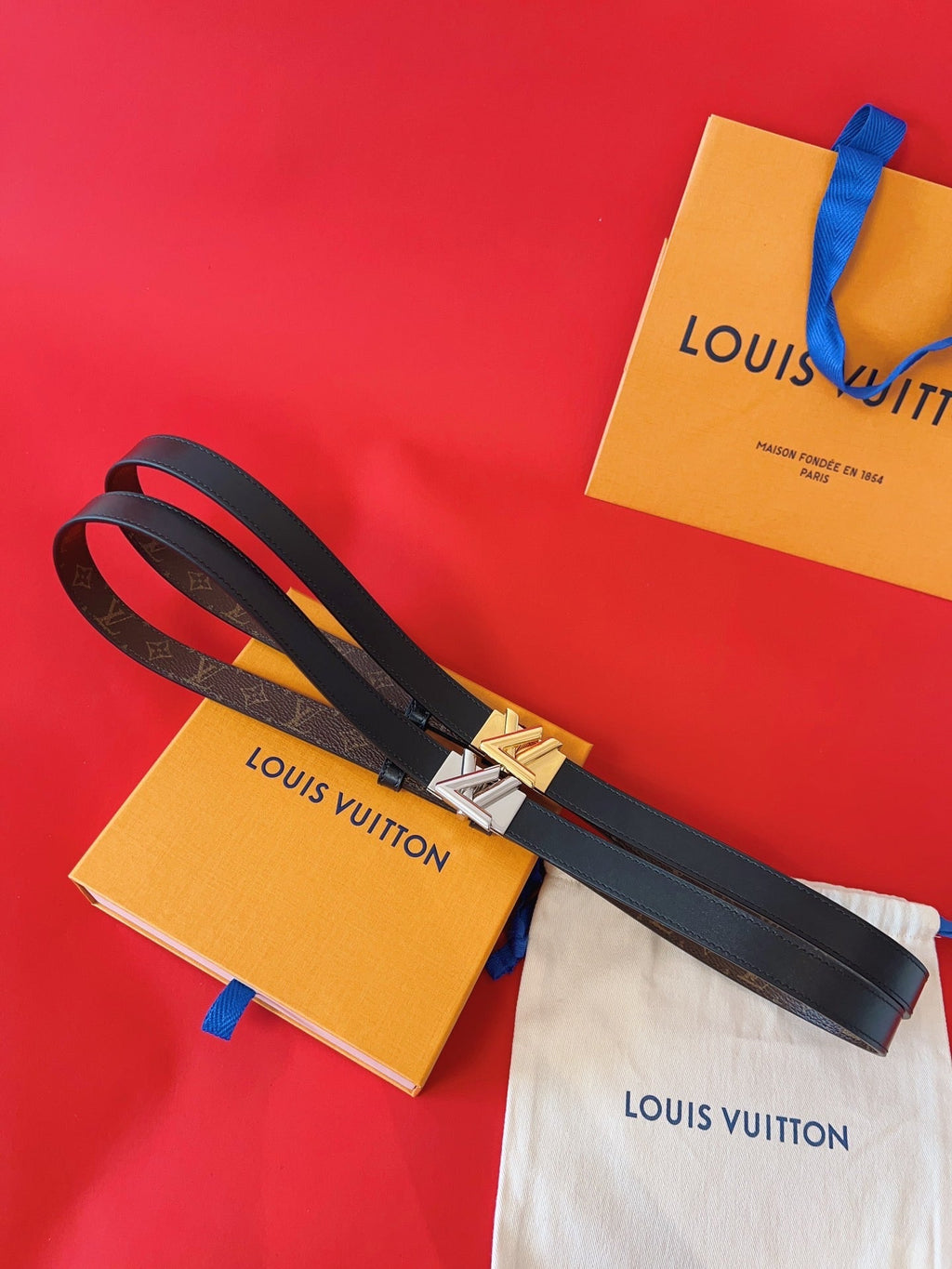 LOUIS VUITTON LV GO-14 20MM BELT IN BLACK CALFSKIN SILVER HARDWARE