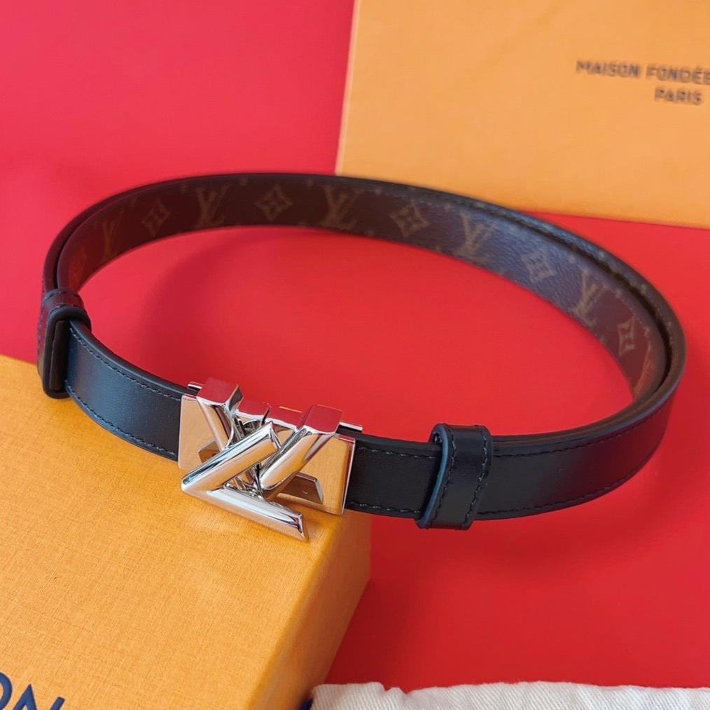 LOUIS VUITTON LV GO-14 20MM BELT IN BLACK CALFSKIN SILVER HARDWARE
