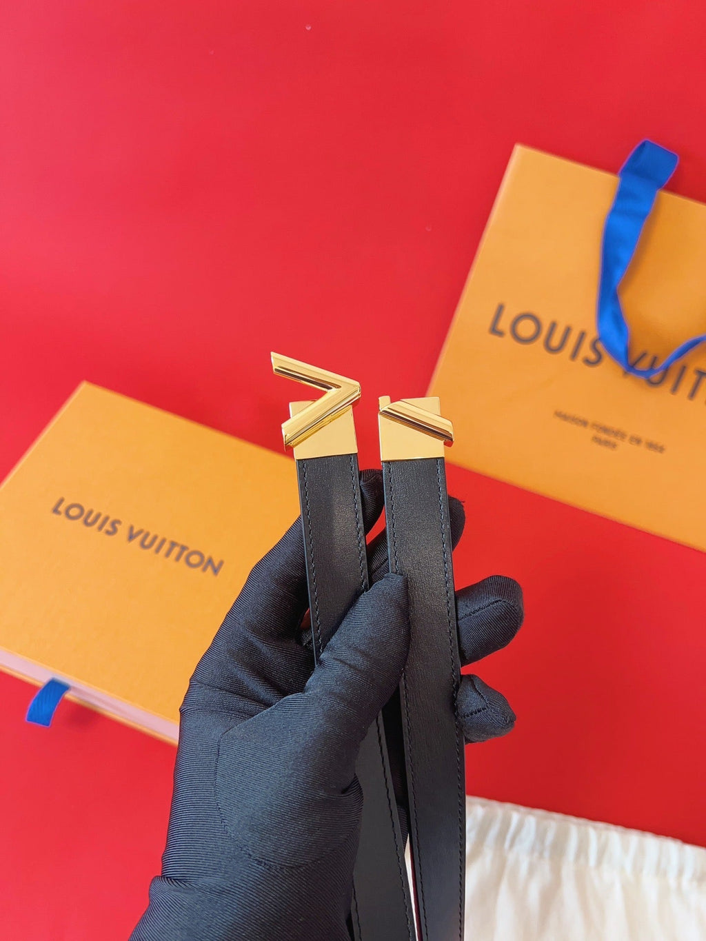 LOUIS VUITTON LV GO-14 20MM BELT IN BLACK CALFSKIN GOLD HARDWARE